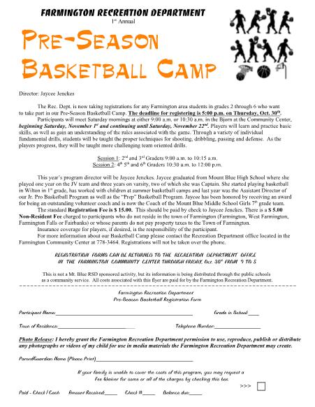 Pre-Season Basketball Camp