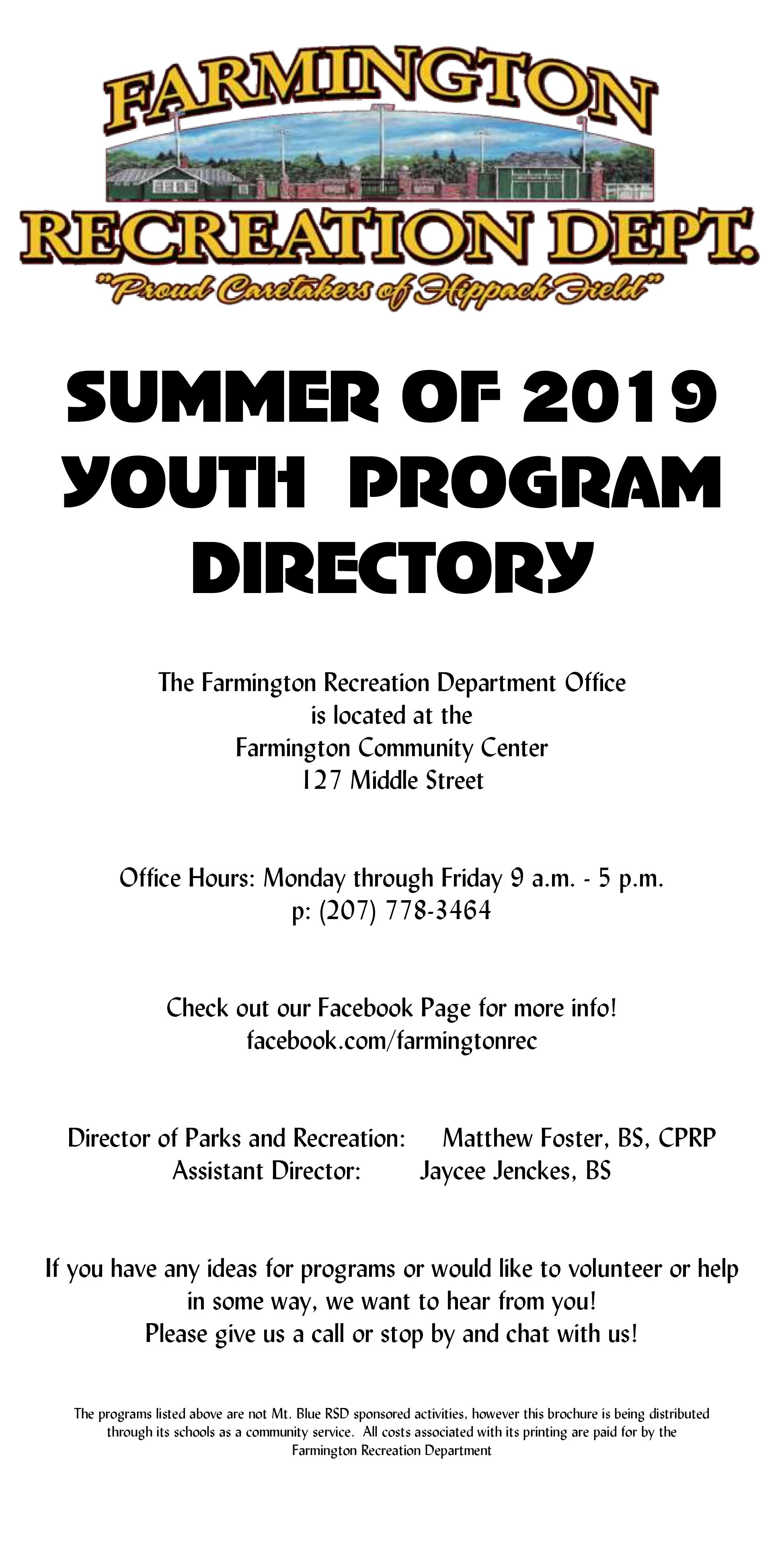 2019 Summer Program Directory